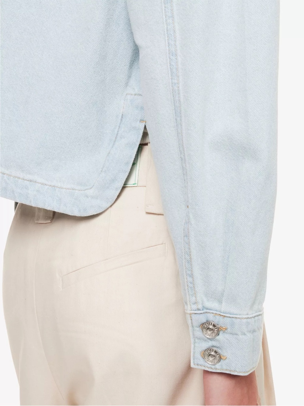 PAIGE Natalia Cropped Denim Shacket Windward Light Wash Jacket XS NWT - Picture 4 of 16